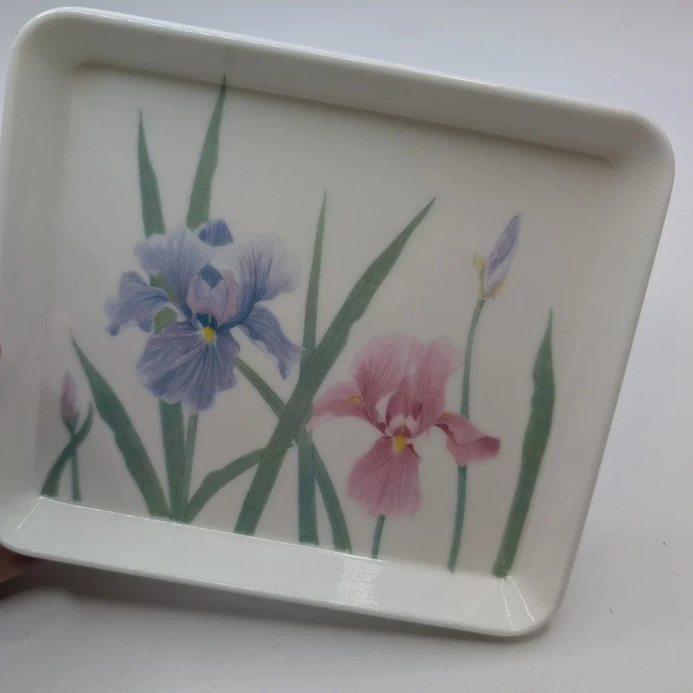 Vtg‎ Design Imports Ltd Melamine Tray White Iris Floral Made In Italy Small 5x4